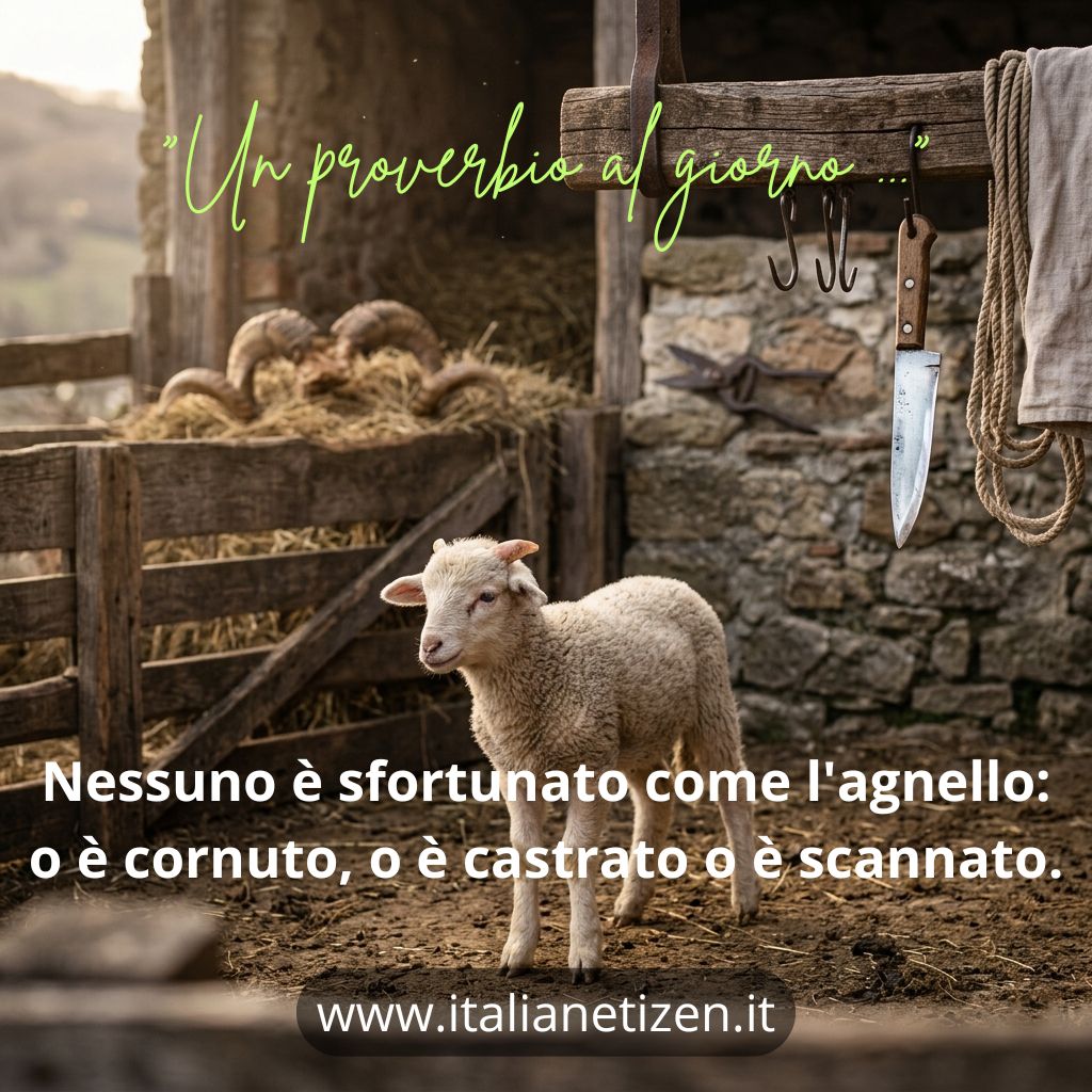 Nessuno è sfortunato come l’agnello: o è cornuto, o è castrato o è scannato.