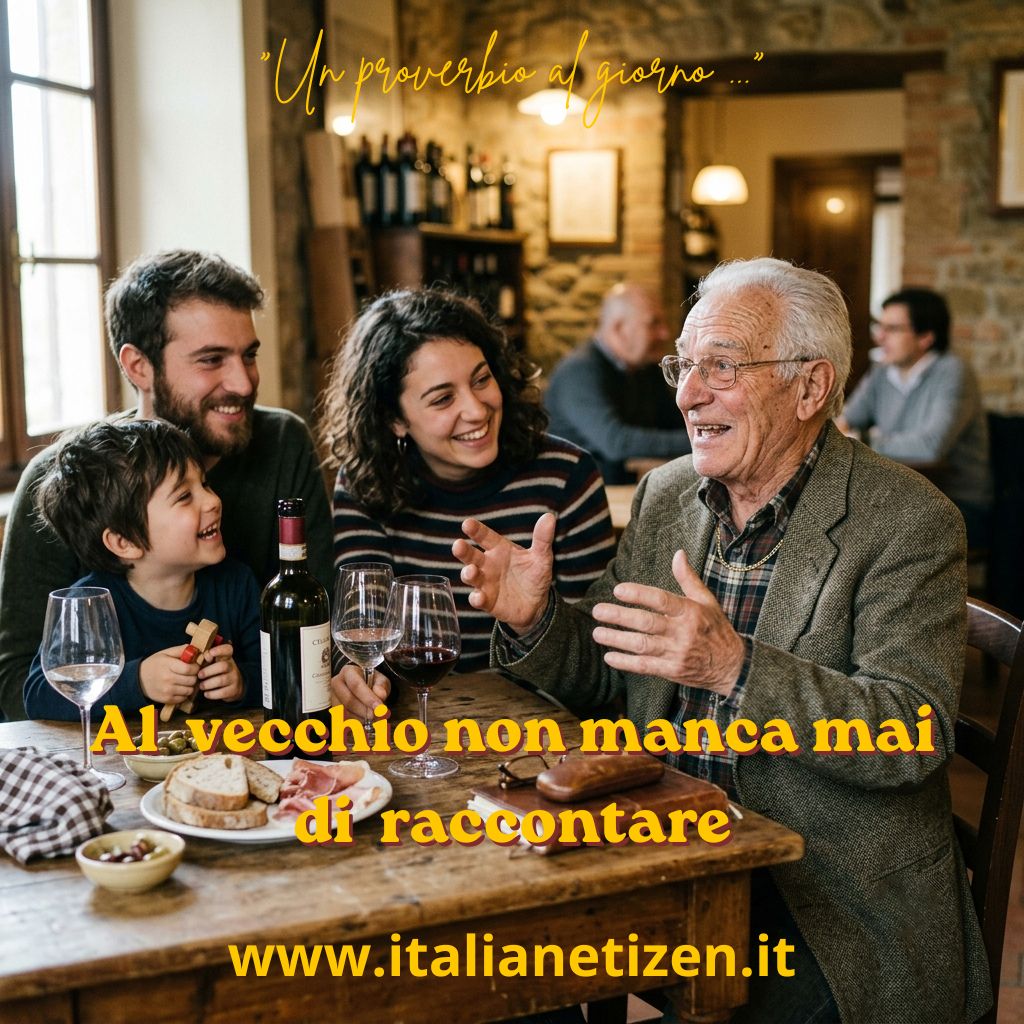 Al vecchio non manca mai di raccontare